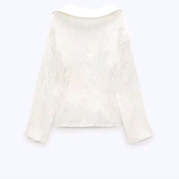 Zara Wrinkle Satin Effect Blouse Top Size Small - Picture 2 of 16